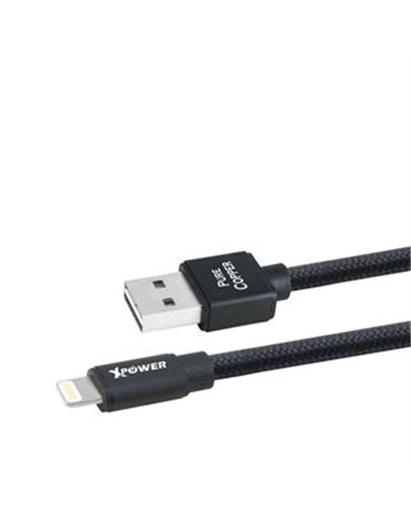 Кабель для зарядки и синхронизации Xpower Lightning cable Nylon, USB Type-A/Lightning, 1м, Чёрный