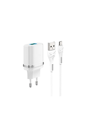 Зарядное устройство Xpower Charger + Type-C Cable, 1USB, QC3.0, Белый