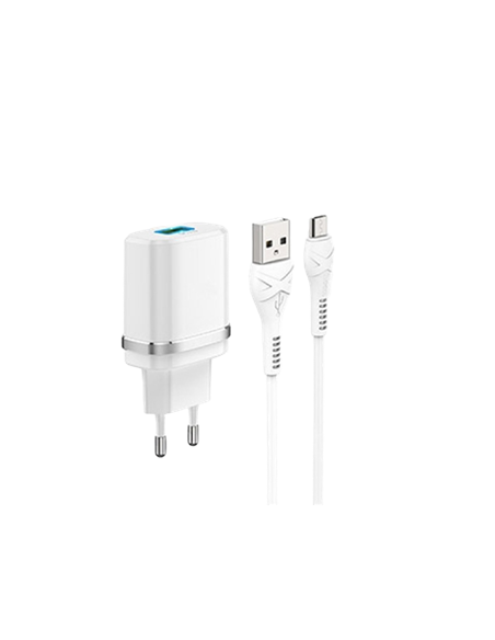 Зарядное устройство Xpower Charger + Type-C Cable, 1USB, QC3.0, Белый