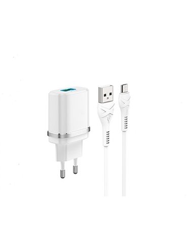 Încărcător Xpower Charger + Type-C Cable, 1USB, QC3.0, Alb