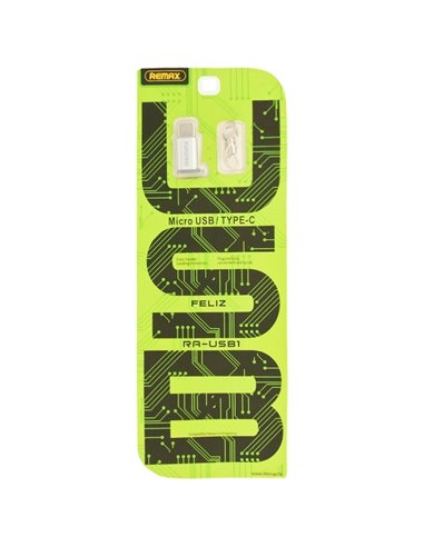 Adaptor USB Remax RA-USB1, micro-USB (F)/USB Type-C, Argintiu