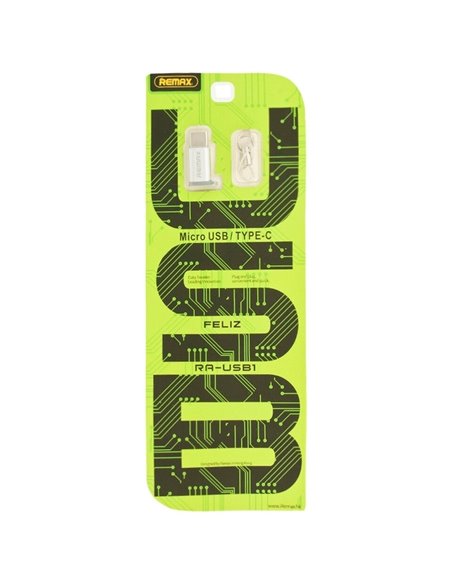 Adaptor USB Remax RA-USB1, micro-USB (F)/USB Type-C, Argintiu