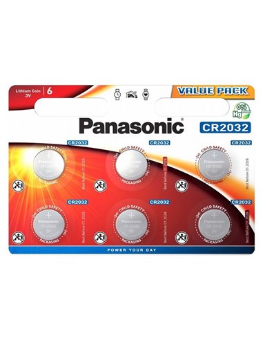 Дисковые батарейки Panasonic CR-2032EL, CR2032, 6шт.
