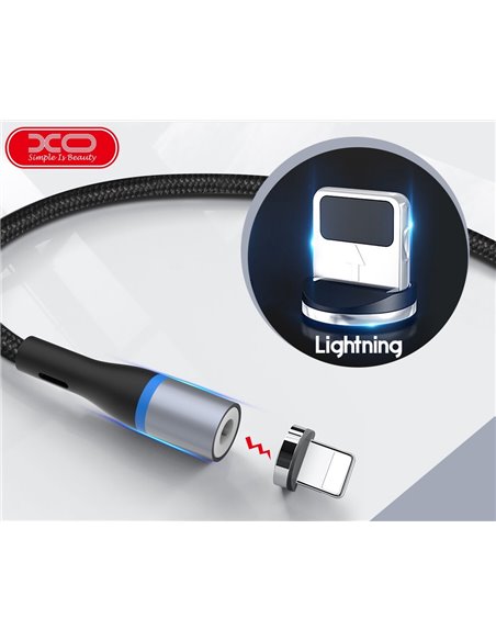 Кабель для зарядки и синхронизации XO NB125, USB Type-A/Lightning, 1м, Чёрный