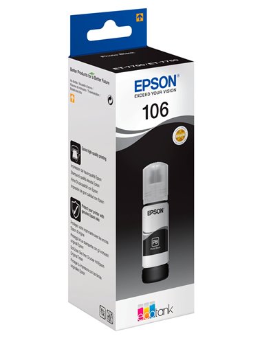 Контейнер с чернилами Epson 106 EcoTank, C13T00R140, Черный фото