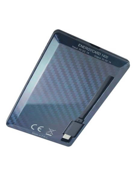 Acumulator extern Tuncmatik EnergyCard 1400 Lightning, 1400mAh, Negru