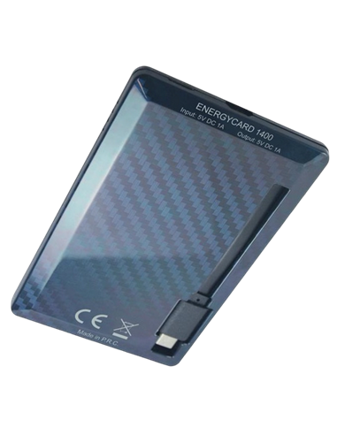 Acumulator extern Tuncmatik EnergyCard 1400 Lightning, 1400mAh, Negru