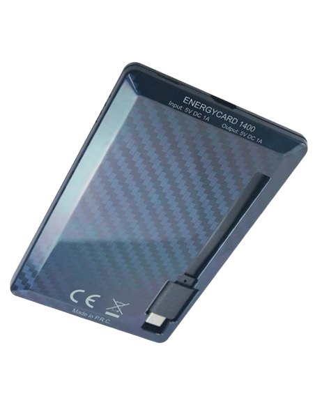 Acumulator extern Tuncmatik EnergyCard 1400 Lightning, 1400mAh, Negru