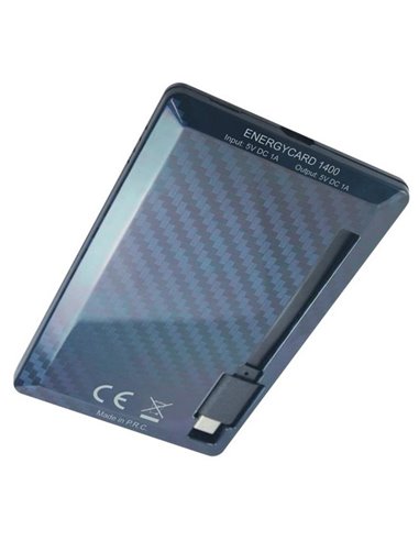 Acumulator extern Tuncmatik EnergyCard 1400 Lightning, 1400mAh, Negru