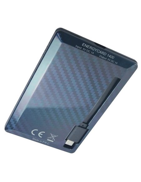 Acumulator extern Tuncmatik EnergyCard 1400 Lightning, 1400mAh, Negru