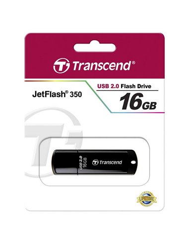 USB Flash накопитель Transcend JetFlash 350, 16Гб, Чёрный