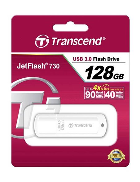 Memorie USB Transcend JetFlash 730, 128GB, Alb