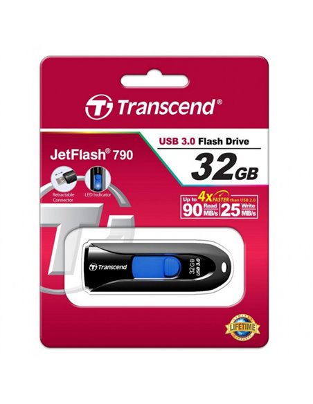 USB Flash накопитель Transcend JetFlash 790, 32Гб, Чёрный