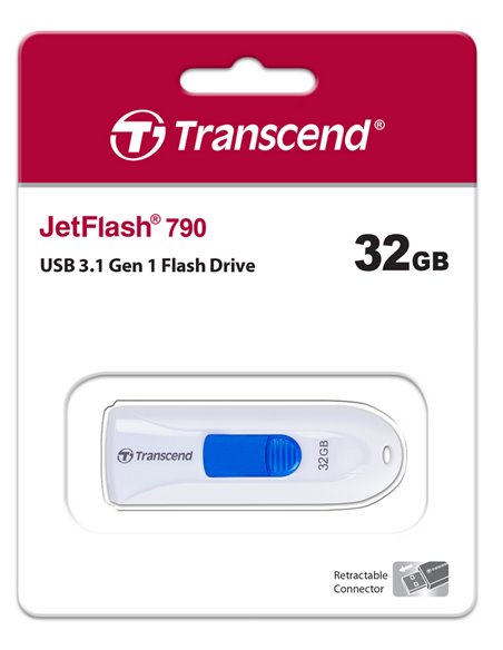 USB Flash накопитель Transcend JetFlash 790, 32Гб, Белый