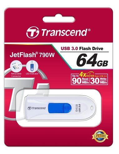 USB Flash накопитель Transcend JetFlash 790, 64Гб, Белый
