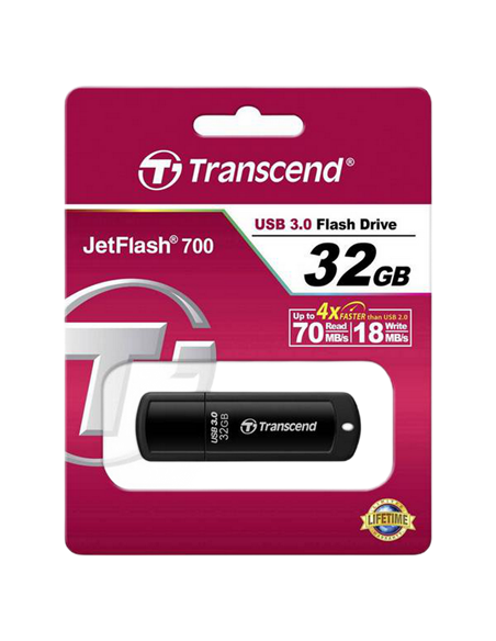 USB Flash накопитель Transcend JetFlash 700, 32Гб, Чёрный