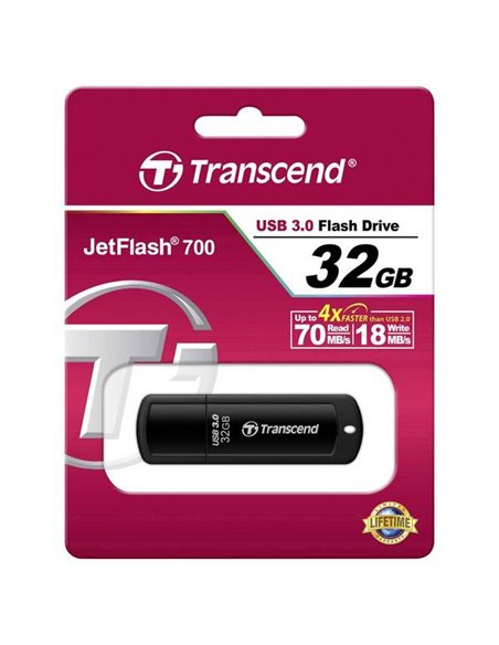 USB Flash накопитель Transcend JetFlash 700, 32Гб, Чёрный
