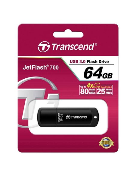 Memorie USB Transcend JetFlash 700, 64GB, Negru