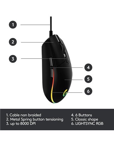 Gaming Mouse Logitech G102, Negru