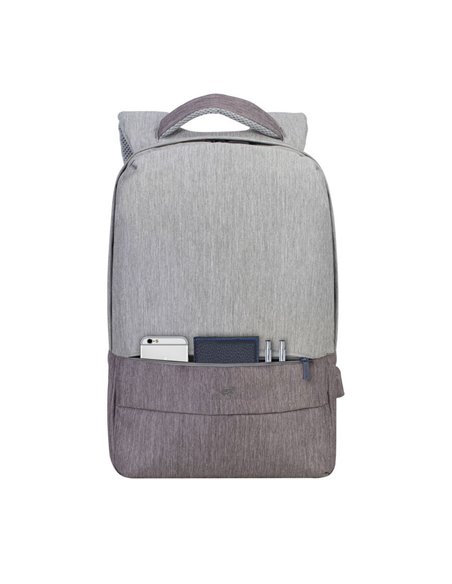 Rucsac pentru Laptop RivaCase Prater, 15.6", Poliester, Gri/Moca Rucsac pentru Laptop RivaCase Prater, 15.6", Poliester, Gri/Moca