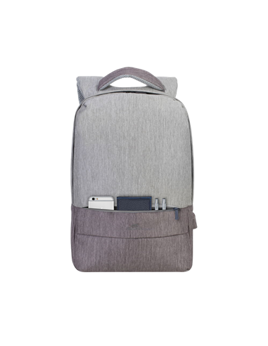 Rucsac pentru Laptop RivaCase Prater, 15.6", Poliester, Gri/Moca