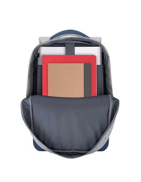 Rucsac pentru Laptop RivaCase Prater, 15.6", Poliester, Gri/Albastru Rucsac pentru Laptop RivaCase Prater, 15.6", Poliester, Gri/Albastru