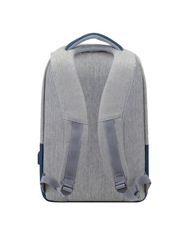 Rucsac pentru Laptop RivaCase Prater, 15.6", Poliester, Gri/Albastru