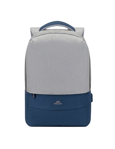 Rucsac pentru Laptop RivaCase Prater, 15.6", Poliester, Gri/Albastru