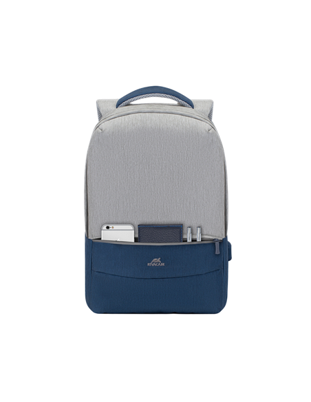 Rucsac pentru Laptop RivaCase Prater, 15.6", Poliester, Gri/Albastru Rucsac pentru Laptop RivaCase Prater, 15.6", Poliester, Gri/Albastru