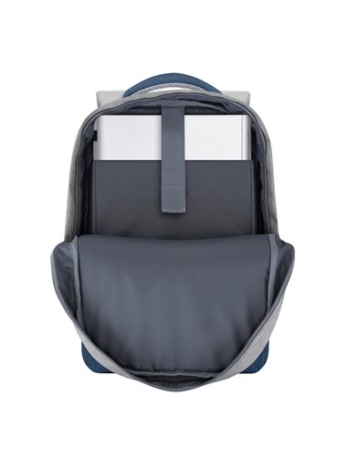 Rucsac pentru Laptop RivaCase Prater, 15.6", Poliester, Gri/Albastru