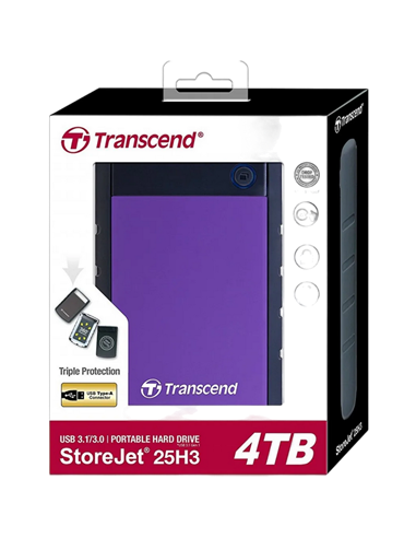Внешний портативный жесткий диск Transcend StoreJet 25H3P, 4 TB, Purple (TS4TSJ25H3P)