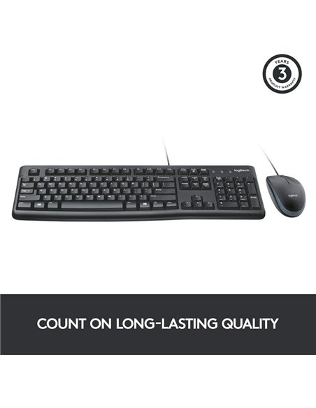 Set Tastatură + Mouse Logitech MK120, Cu fir, Negru
