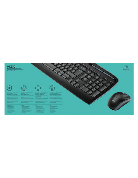 Клавиатура и мышь Logitech MK330, Беспроводное, Чёрный