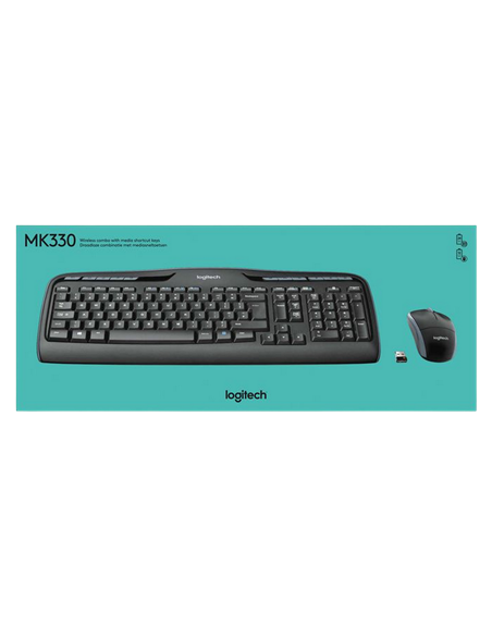 Set Tastatură + Mouse Logitech MK330, Fără fir, Negru