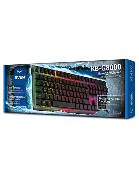Tastatură SVEN KB-G8000, Cu fir, Negru