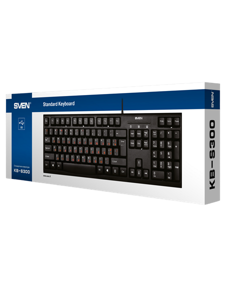 Tastatură SVEN KB-S300, Cu fir, Negru