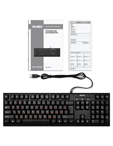 Tastatură SVEN KB-S300, Cu fir, Negru