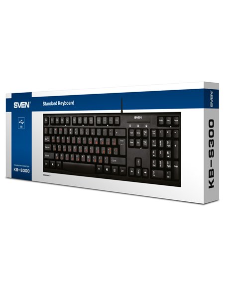 Tastatură SVEN KB-S300, Cu fir, Negru