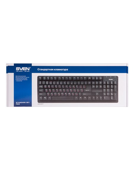 Клавиатура SVEN Standard 301, Проводное, Чёрный