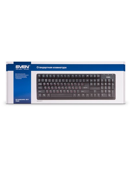 Клавиатура SVEN Standard 301, Проводное, Чёрный