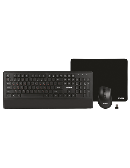Клавиатура, мышь и коврик для мыши SVEN KB-C3800W, Беспроводное, Чёрный