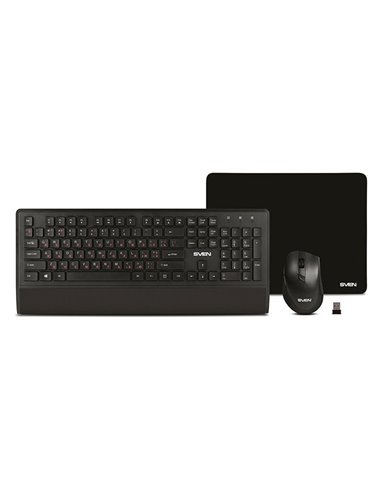 Клавиатура, мышь и коврик для мыши SVEN KB-C3800W, Беспроводное, Чёрный