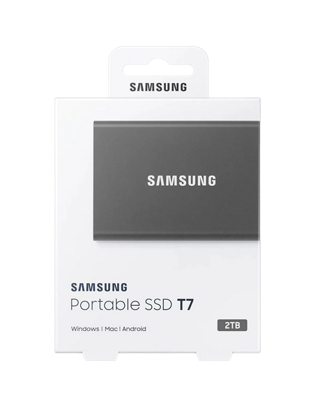 SSD portabil extern Samsung Portable SSD T7, 2 TB, Grey (MU-PC2T0T/WW)