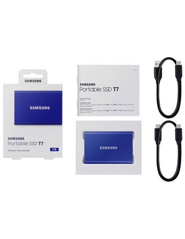 Внешний портативный SSD накопитель Samsung Portable SSD T7, 1 ТБ, Синий (MU-PC1T0H/WW)