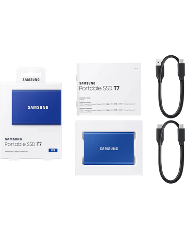 SSD portabil extern Samsung Portable SSD T7, 1 TB, Albastru (MU-PC1T0H/WW)