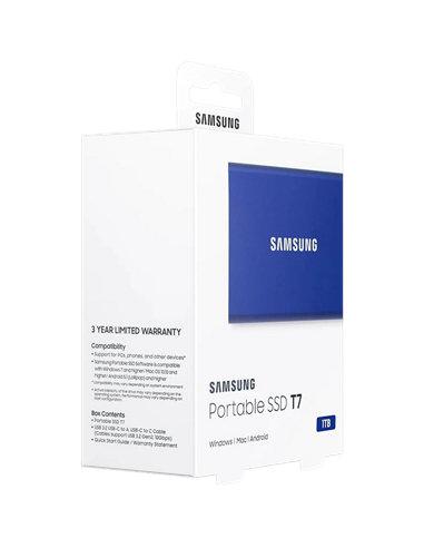 SSD portabil extern Samsung Portable SSD T7, 1 TB, Albastru (MU-PC1T0H/WW)