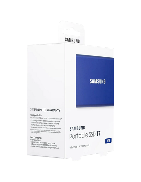 SSD portabil extern Samsung Portable SSD T7, 1 TB, Albastru (MU-PC1T0H/WW)