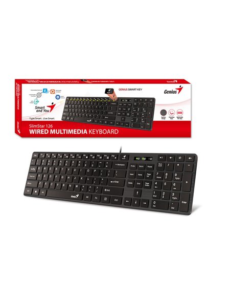 Клавиатура Genius SlimStar 126, Проводное, Чёрный