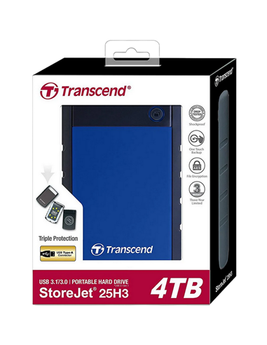 Внешний портативный жесткий диск Transcend StoreJet 25H3B, 4 TB, Морской Синий (TS4TSJ25H3B)