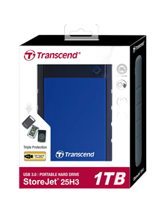 Внешний портативный жесткий диск Transcend StoreJet 25H3B, 1 ТБ, Серый/синий (TS1TSJ25H3B) 2